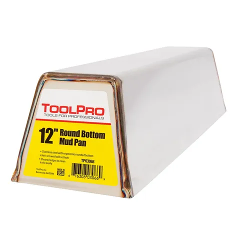 12 in. Stainless Steel Round Bottom 4 in wide · 12 in long · 5 in deep Drywall Mud Pan