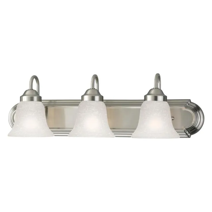 24 in. 3-Light Brushed Nickel Bathroom Vanity Light with Glass Shades, photo 2 of 8