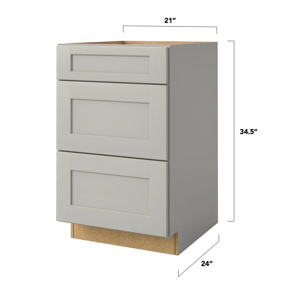 allen + roth Stonewall 21-in W x 34.5-in H x 24-in D Stone 3-Drawer Base Fully Assembled Cabinet (Flat Panel Style), photo 5 of 18