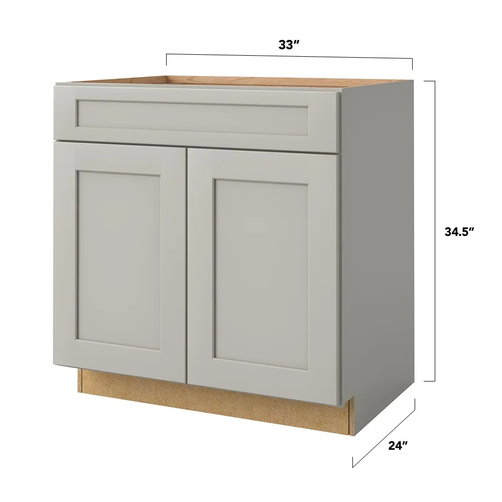 allen + roth Stonewall 33-in W x 34.5-in H x 24-in D Stone 1-Drawer Base Fully Assembled Cabinet (Flat Panel Shaker Style), photo 5 of 18