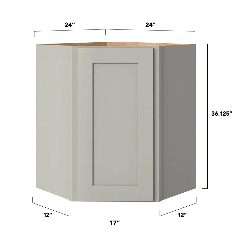 allen + roth Stonewall 24-in W x 36.125-in H x 12-in D Stone Diagonal Corner Wall Fully Assembled Cabinet (Flat Panel Shaker Style), photo 5 of 14