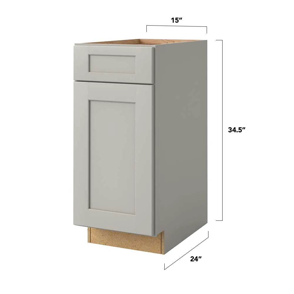 allen + roth Stonewall 15-in W x 34.5-in H x 24-in D Stone Blind 1-Drawer Base Fully Assembled Cabinet (Flat Panel Shaker Style), photo 15 of 15