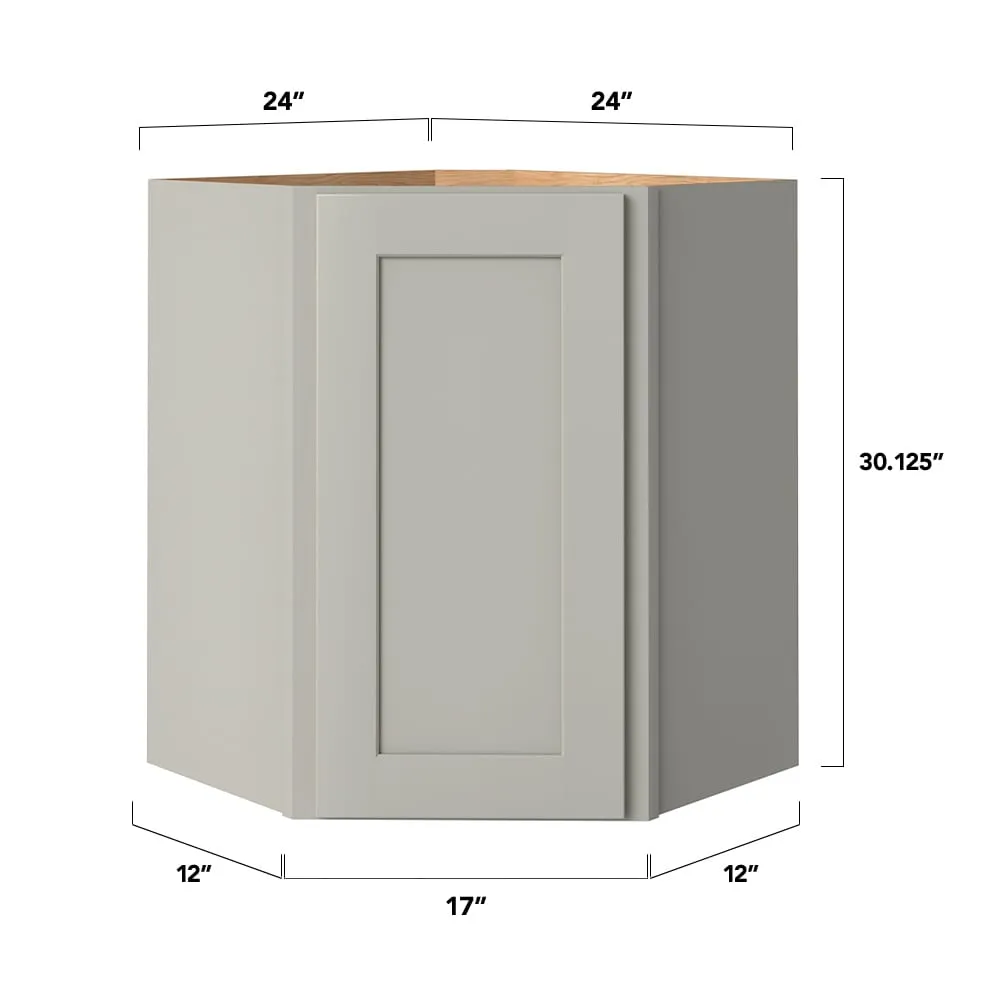 allen + roth Stonewall 24-in W x 30.125-in H x 20-in D Stone Diagonal Corner Wall Fully Assembled Cabinet (Flat Panel Shaker Style), photo 5 of 14