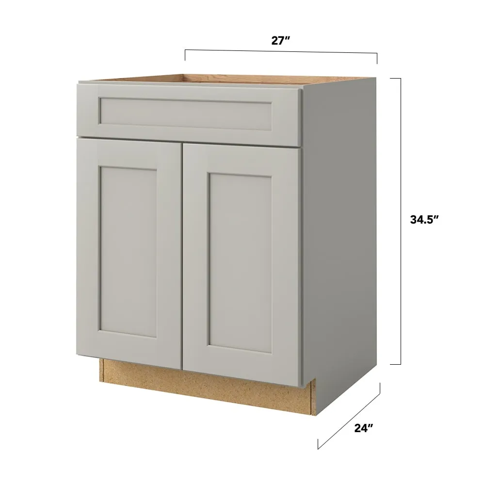 allen + roth Stonewall 27-in W x 34.5-in H x 24-in D Stone 1-Drawer Base Fully Assembled Cabinet (Flat Panel Shaker Style), photo 5 of 18