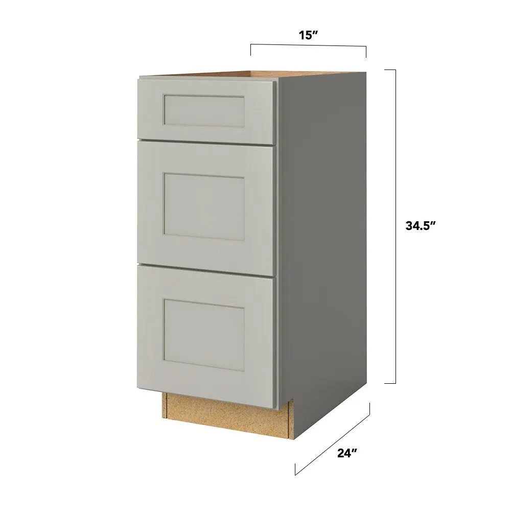 allen + roth Stonewall 15-in W x 34.5-in H x 24-in D Stone 3-Drawer Base Fully Assembled Cabinet (Flat Panel Style), photo 5 of 18