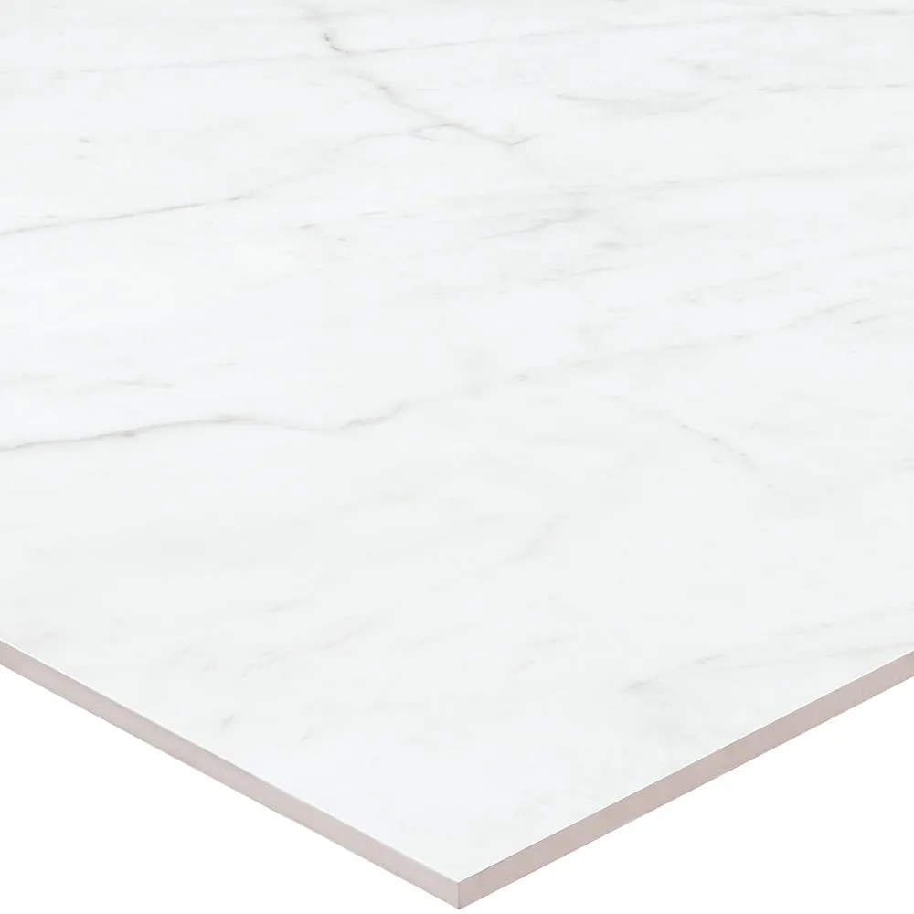 Satori Carrara Domani Polished 24-in x 24-in Polished Porcelain Marble Look Floor Tile, photo 6 of 12
