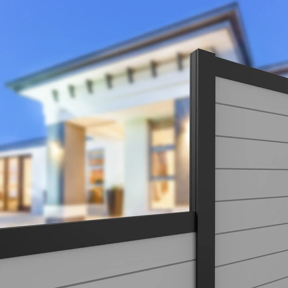 Freedom Alloy Mixed Material 28-in Black Vinyl Step Groove Cover For Metal Fence, photo 3 of 4
