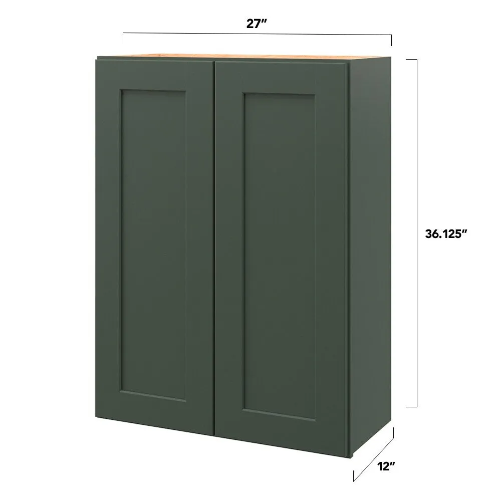 allen + roth Galway 27-in W x 36.125-in H x 12-in D Sage Wall Fully Assembled Cabinet (Flat Panel Shaker Door Style), photo 5 of 15