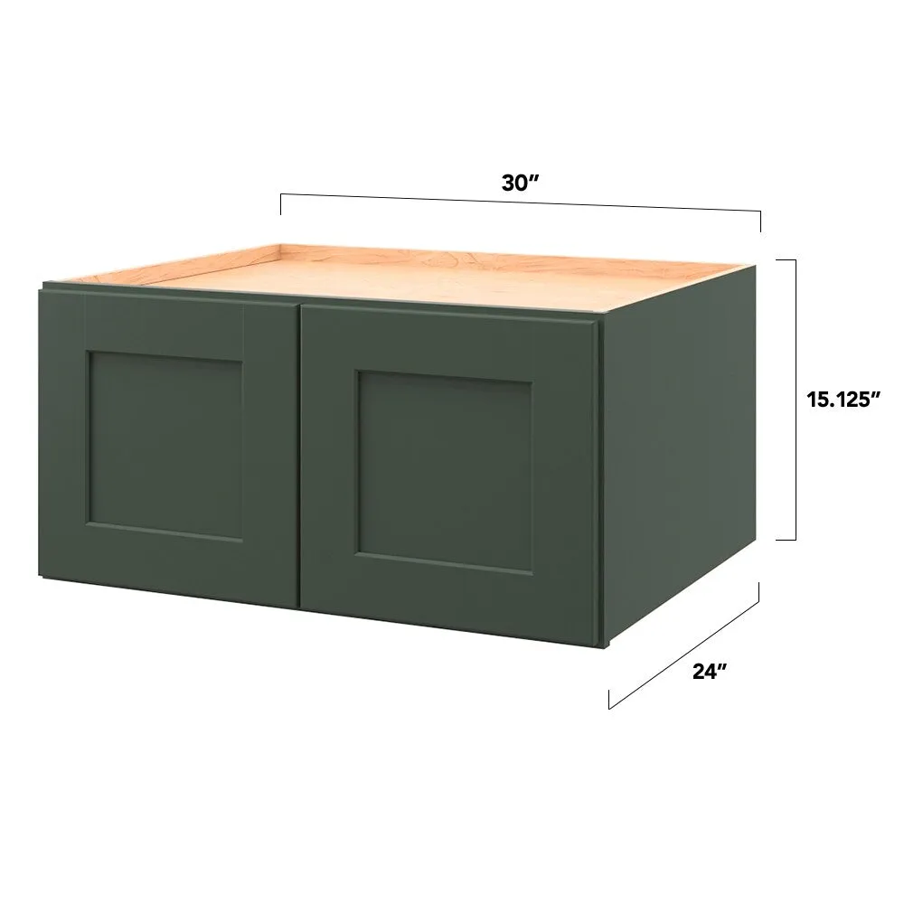 allen + roth Galway 30-in W x 15.125-in H x 24-in D Sage Wall Fully Assembled Cabinet (Flat Panel Shaker Door Style), photo 5 of 15