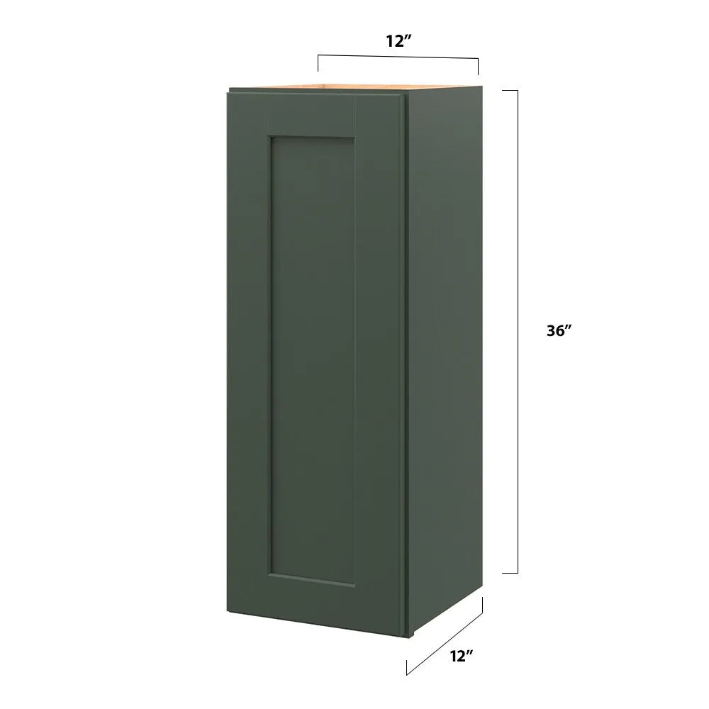 allen + roth Galway 12-in W x 36.125-in H x 12-in D Sage Wall Fully Assembled Cabinet (Flat Panel Shaker Door Style), photo 5 of 15