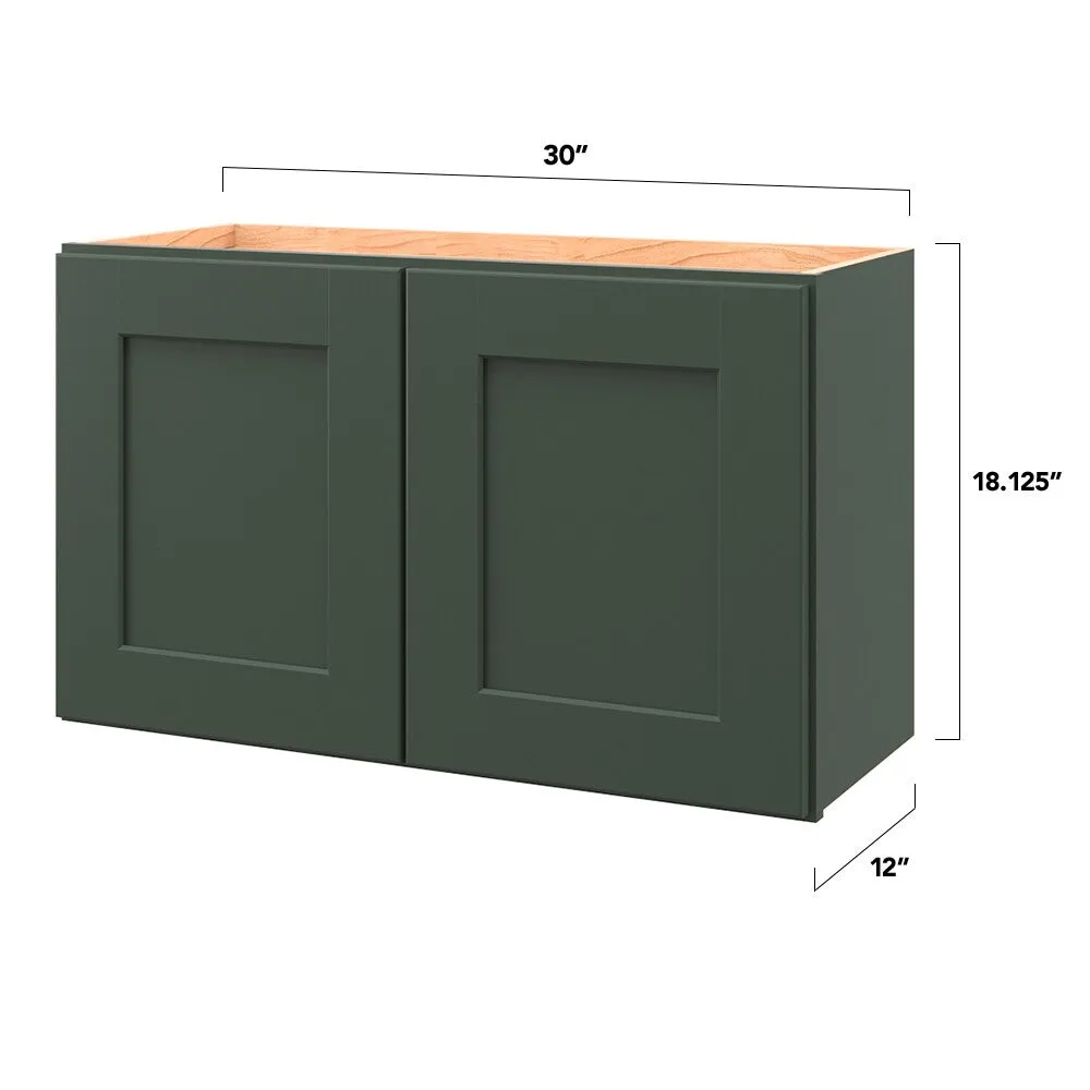 allen + roth Galway 30-in W x 18.125-in H x 12-in D Sage Wall Fully Assembled Cabinet (Flat Panel Shaker Door Style), photo 5 of 15