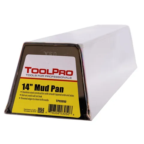 14 in. Stainless Steel Gripped Mud Pan 5 in wide · 14 in long · 4 in deep Drywall Mud Pan