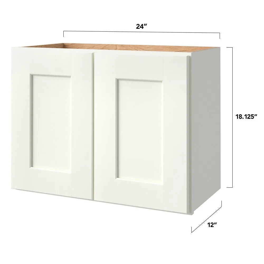 allen + roth Aveley 24-in W x 18.125-in H x 12-in D Linen Wall Fully Assembled Cabinet (Flat Panel Shaker Door Style), photo 8 of 17