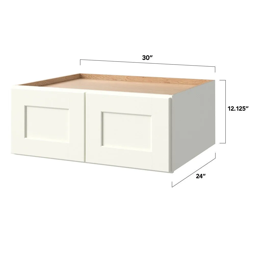 allen + roth Aveley 30-in W x 12.125-in H x 24-in D Linen Wall Fully Assembled Cabinet (Flat Panel Shaker Door Style), photo 8 of 18