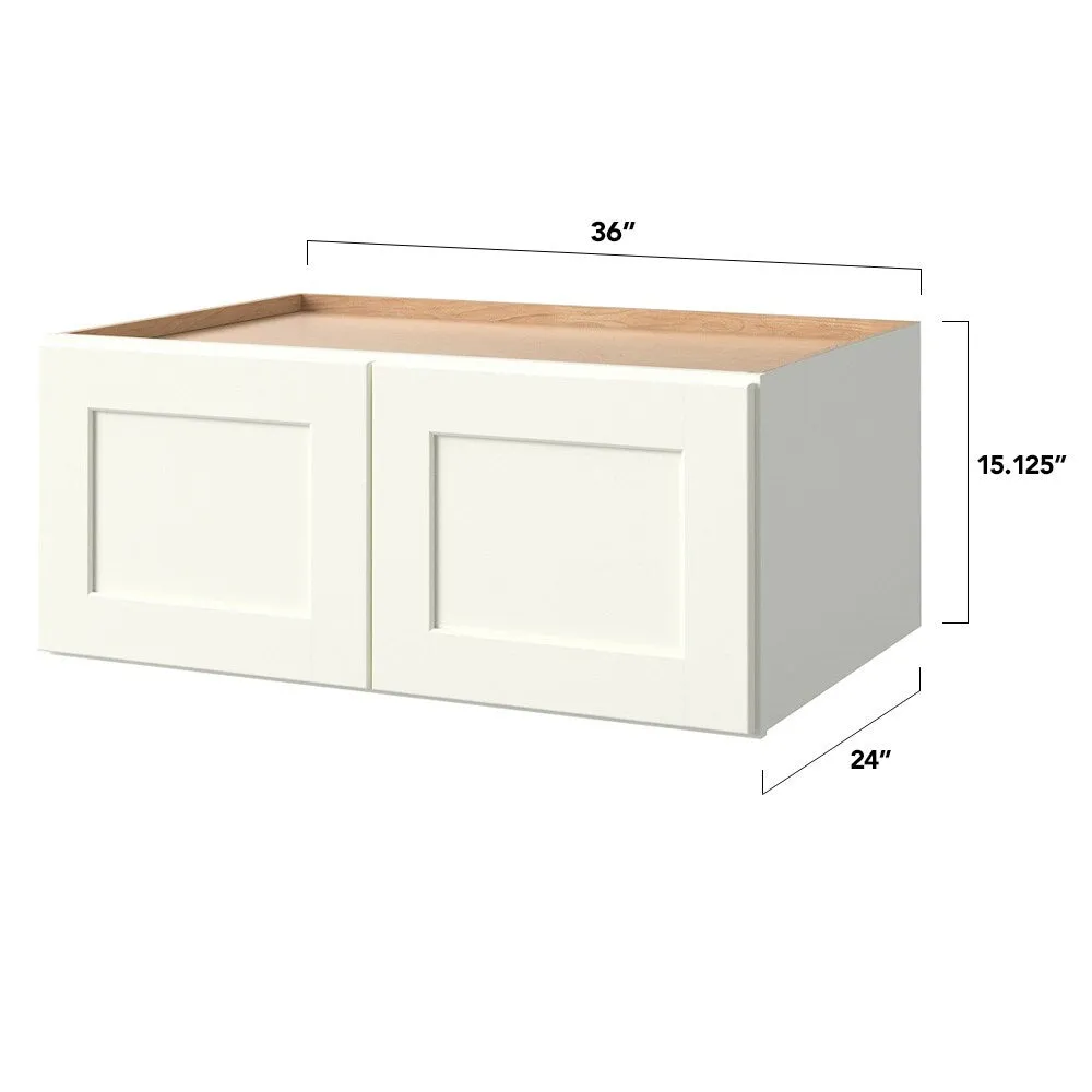 allen + roth Aveley 36-in W x 15.125-in H x 24-in D Linen Wall Fully Assembled Cabinet (Flat Panel Shaker Door Style), photo 8 of 17