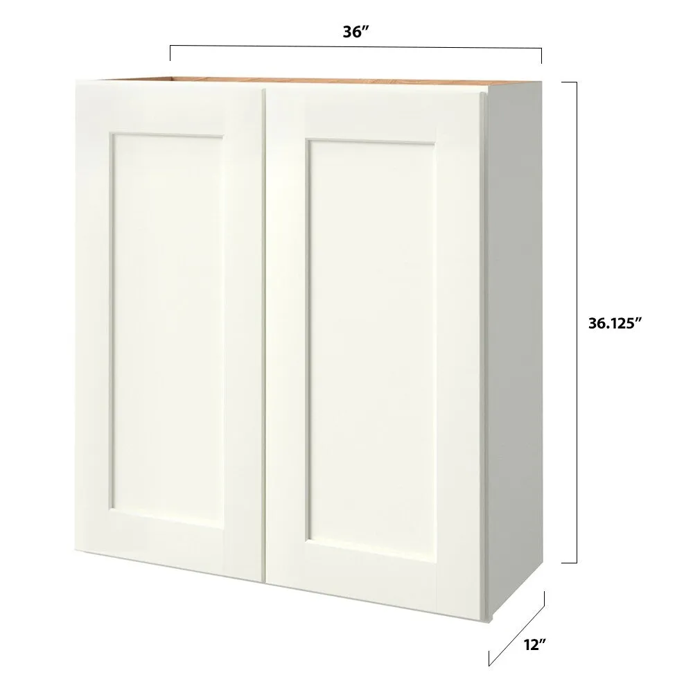allen + roth Aveley 36-in W x 36.125-in H x 12-in D Linen Wall Fully Assembled Cabinet (Flat Panel Shaker Door Style), photo 9 of 19