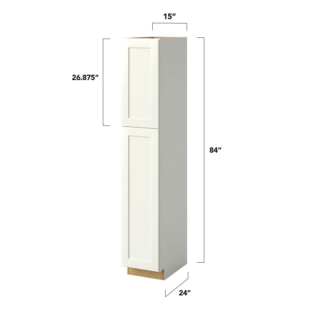 allen + roth Aveley 15-in W x 84-in H x 24-in D Linen Pantry Fully Assembled Cabinet (Flat Panel Shaker Door Style), photo 8 of 17