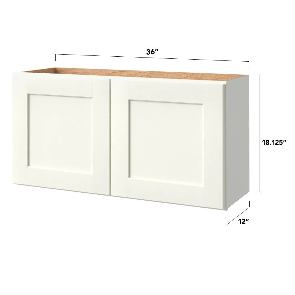 allen + roth Aveley 36-in W x 18.125-in H x 12-in D Linen Wall Fully Assembled Cabinet (Flat Panel Shaker Door Style), photo 8 of 18