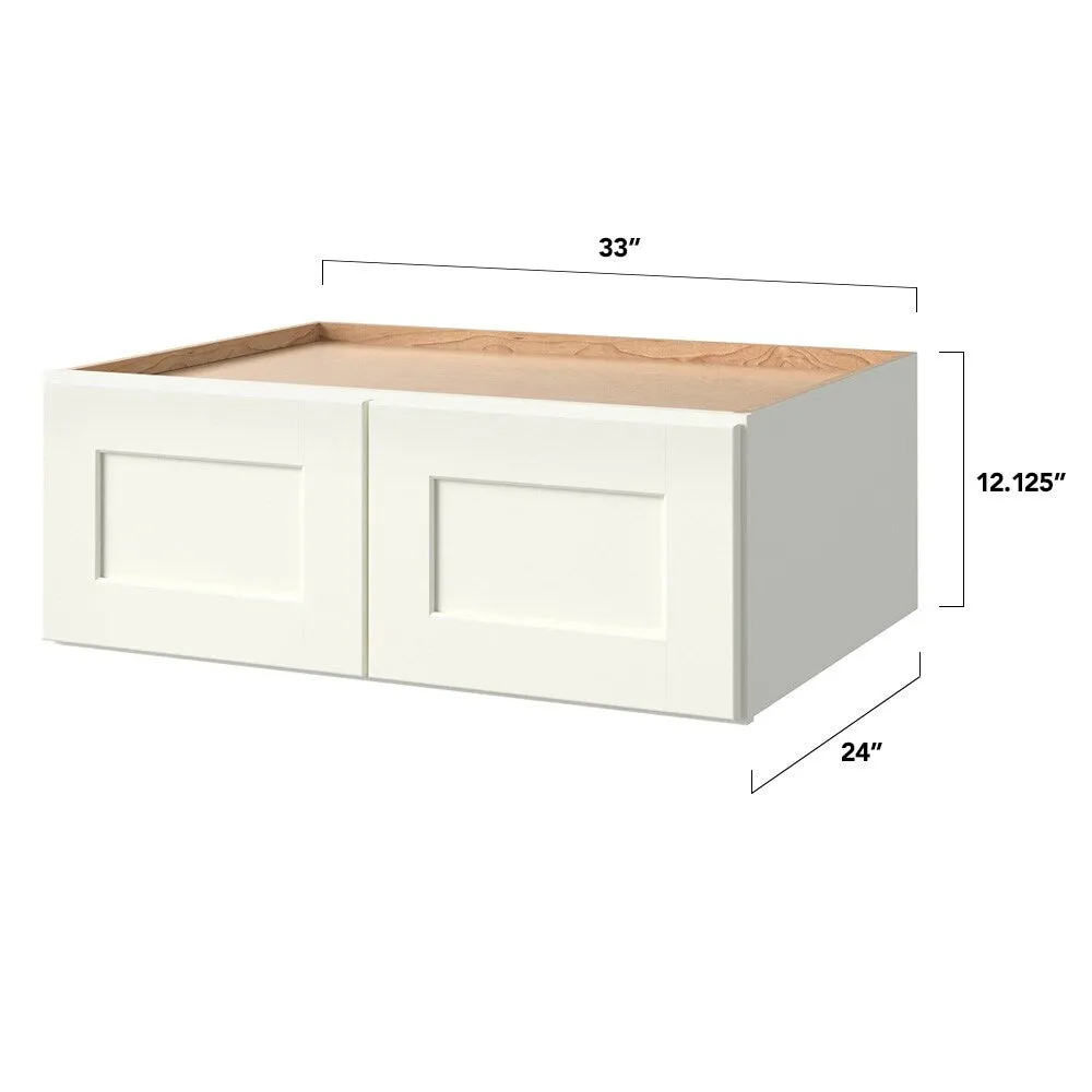 allen + roth Aveley 33-in W x 12.125-in H x 24-in D Linen Wall Fully Assembled Cabinet (Flat Panel Shaker Door Style), photo 8 of 18