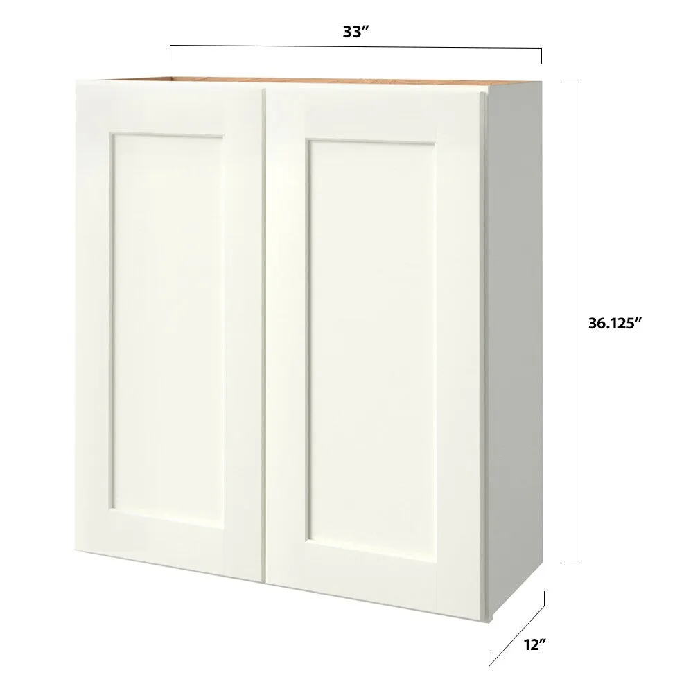 allen + roth Aveley 33-in W x 36.125-in H x 12-in D Linen Wall Fully Assembled Cabinet (Flat Panel Shaker Door Style), photo 8 of 18