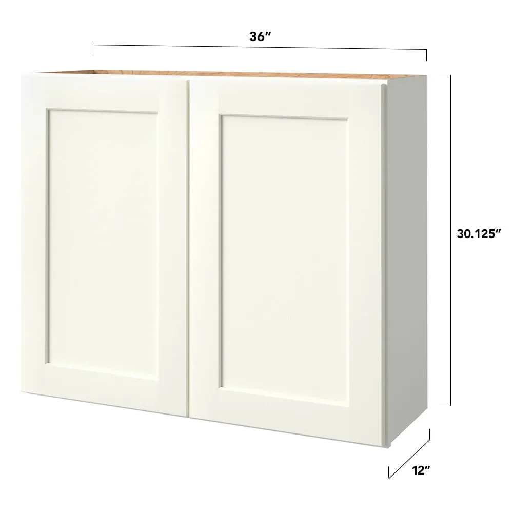 allen + roth Aveley 36-in W x 30.125-in H x 12-in D Linen Wall Fully Assembled Cabinet (Flat Panel Shaker Door Style), photo 8 of 15