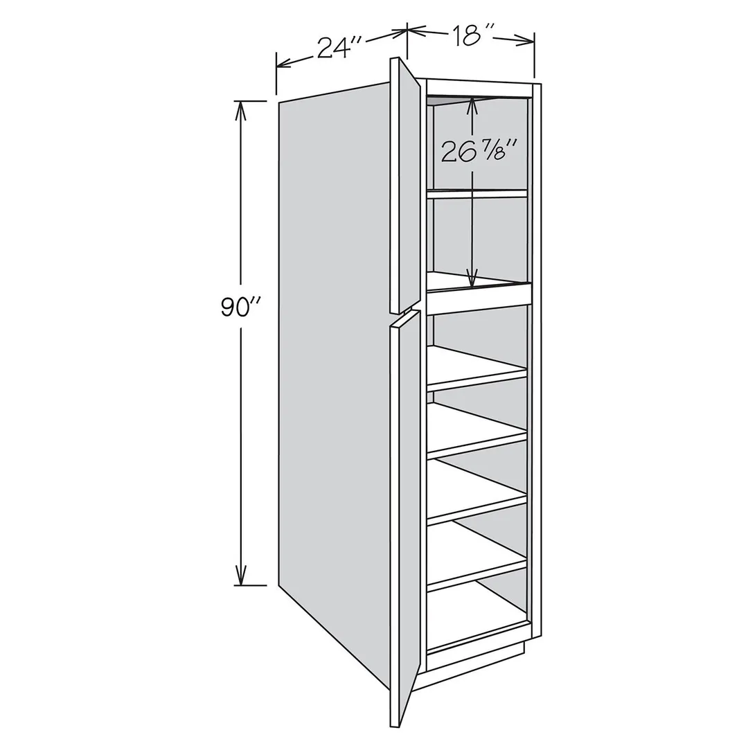 allen + roth Aveley 18-in W x 90-in H x 24-in D Linen Pantry Fully Assembled Cabinet (Flat Panel Shaker Door Style), photo 17 of 18