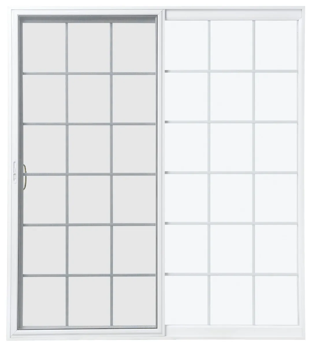 Pella 150 Series 72-in x 80-in 4-9/16-in Low-E Argon Grilles-Between-the-Glass White Vinyl Universal Sliding Double Patio Door, photo 2 of 8