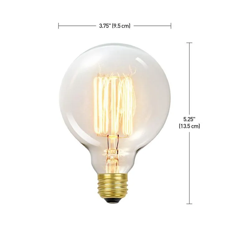 Globe Electric 60-Watt Incandescent G30 E26 Vintage Edison Vanity Tungsten Filament Light Bulb - Antique Edison, photo 6 of 7