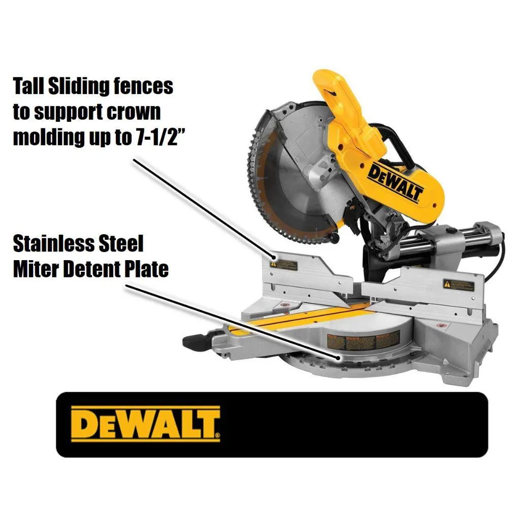 DEWALT 15 Amp Corded 12 in. Double-Bevel Sliding Compound Miter Saw with Bonus 20 Series 12 in. 60T Fine Finish Saw Blade, photo 2 of 13