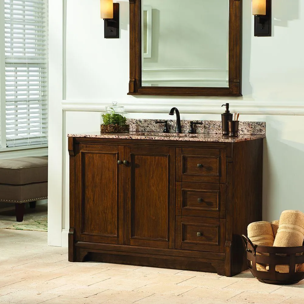 Creedmoor 48 in. W Bath Vanity Cabinet Only in Walnut with Right Hand Drawers, photo 2 of 12