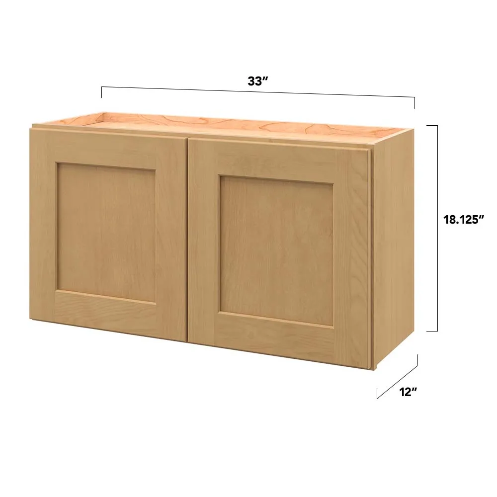 allen + roth Innsbrook 33-in W x 18.125-in H x 12-in D Rye Wall Fully Assembled Cabinet (Flat Panel Shaker Door Style), photo 5 of 16