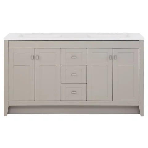 Brenton 60-in Gray Double Vanity with Cultured Marble Top