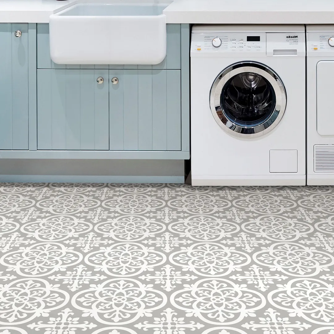 FloorPops Grey 12-in x 12-in Water Resistant Peel and Stick Vinyl Tile Flooring, 20-sq ft Carton, photo 7 of 8