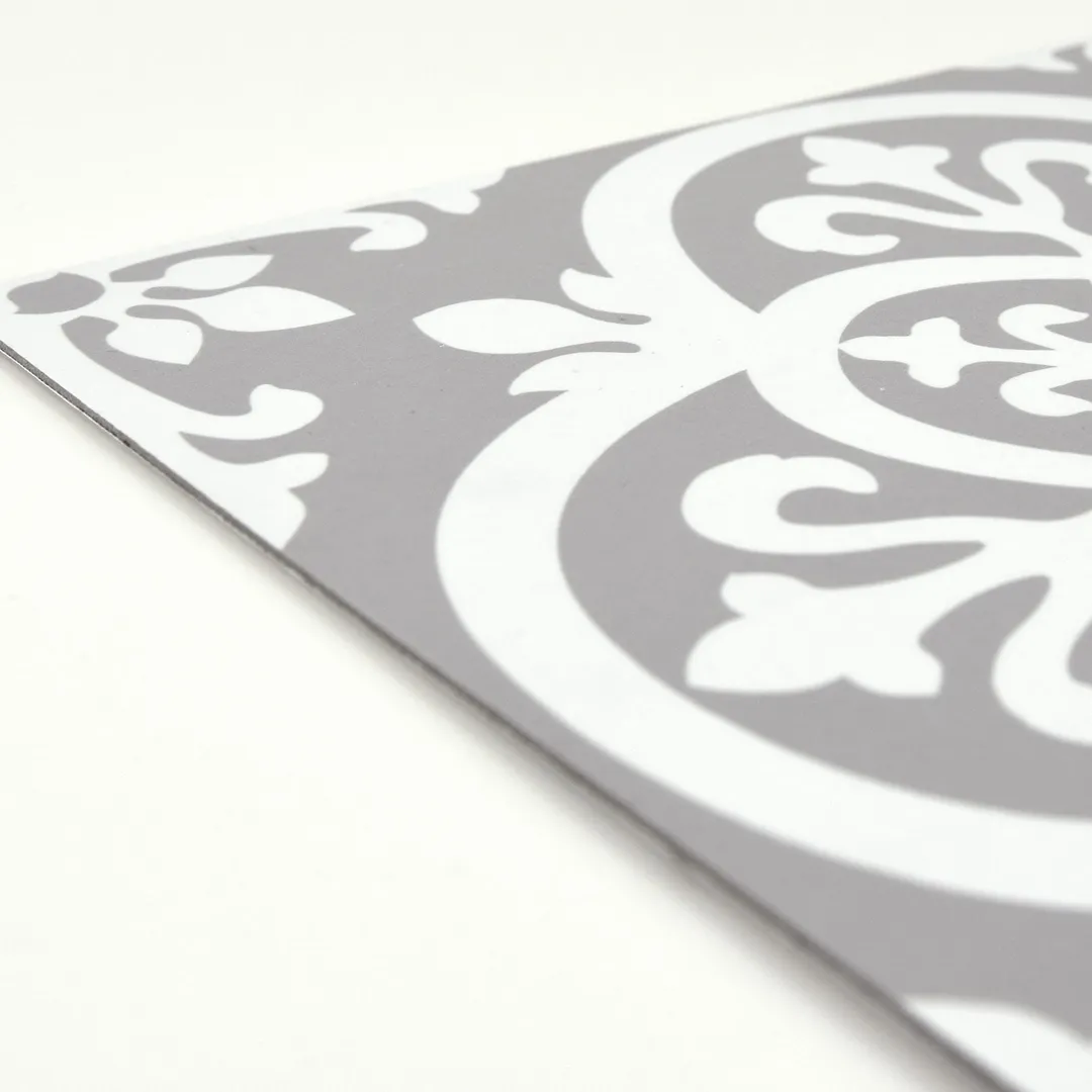 FloorPops Grey and White 2.76-mil x 12-in W x 12-in L Water Resistant Peel and Stick Vinyl Tile Flooring, photo 3 of 8