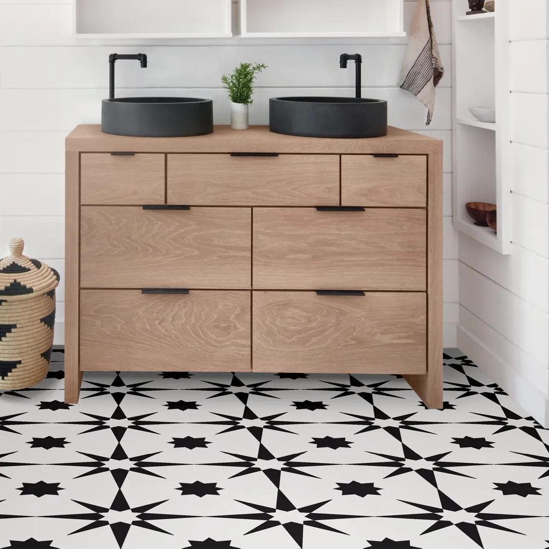 FloorPops Black 12-in x 12-in Water Resistant Peel and Stick Vinyl Tile Flooring (20-sq ft), photo 7 of 8
