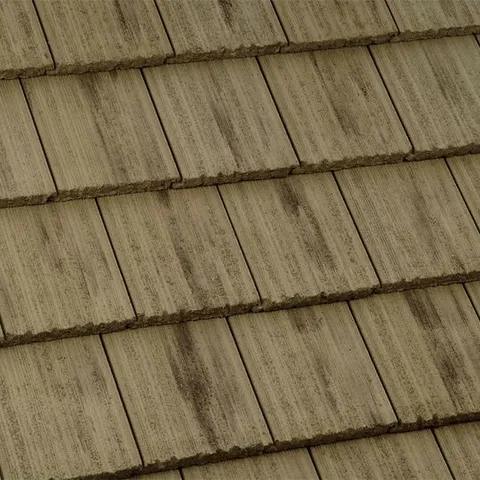 Roofing Products 5-7/8 × 17 in Ponderosa Concrete Rake Tile, New Cedar