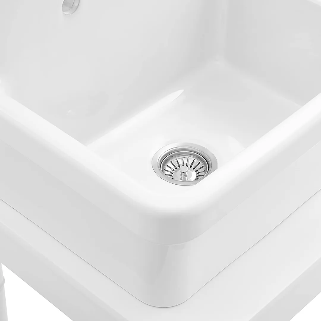 allen + roth White Wall Mount Utility Tub with Drain - 23.98-in x 18.98-in, photo 3 of 7