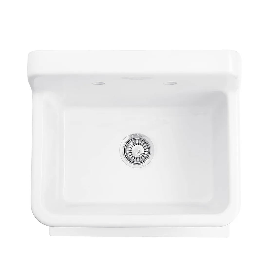 allen + roth White Wall Mount Utility Tub with Drain - 23.98-in x 18.98-in, photo 2 of 7