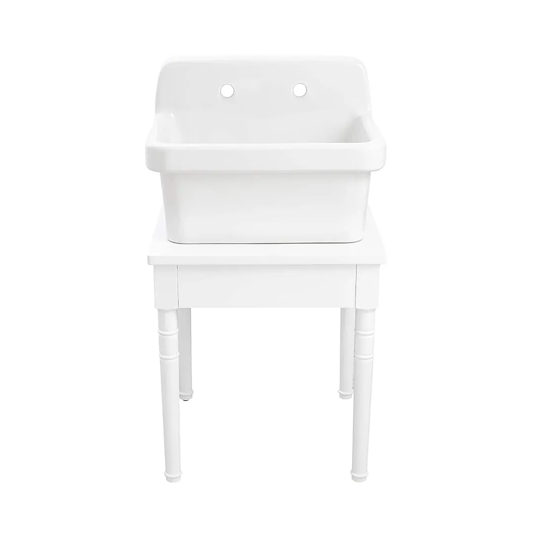 allen + roth White Wall Mount Utility Tub with Drain - 23.98-in x 18.98-in, photo 5 of 7
