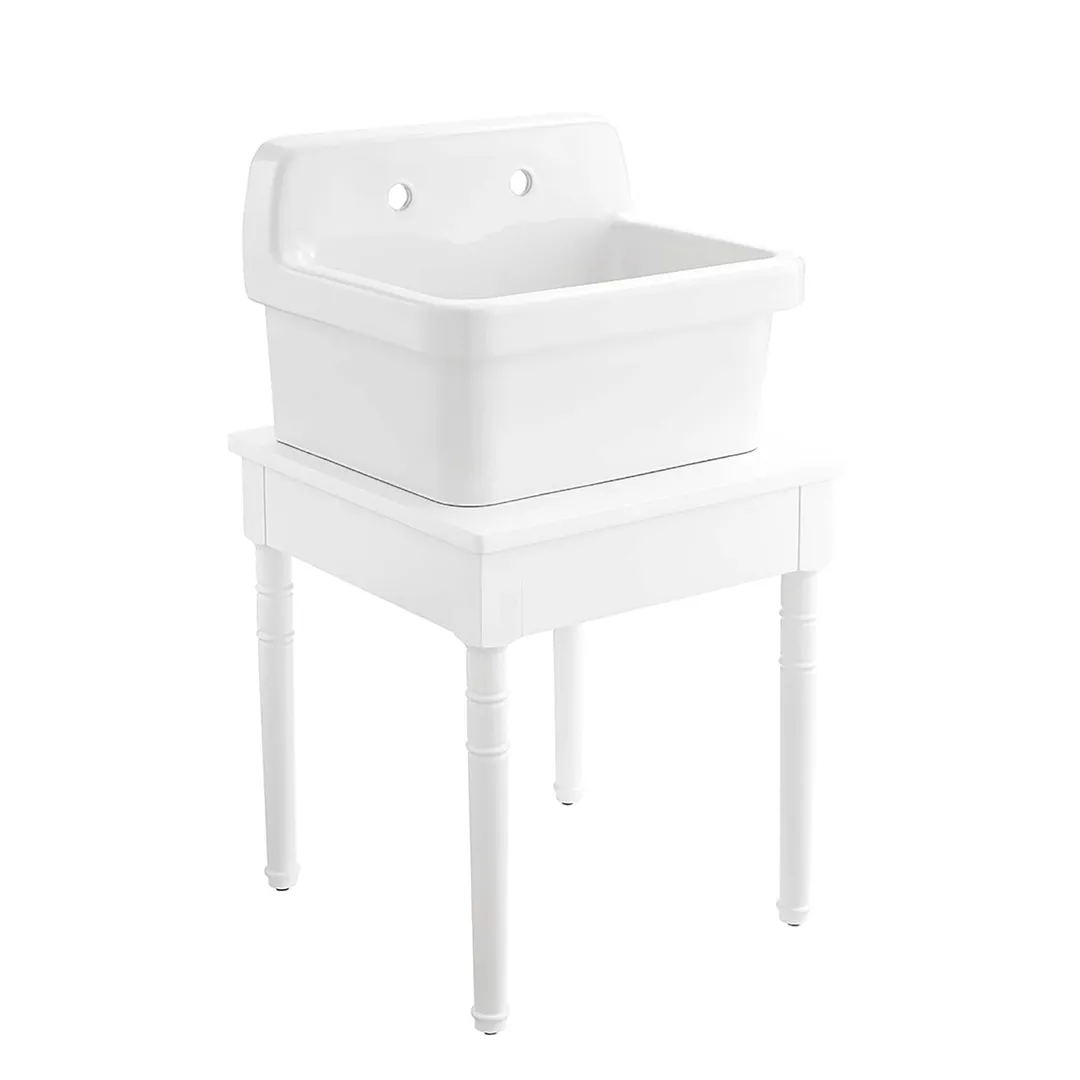 allen + roth White Wall Mount Utility Tub with Drain - 23.98-in x 18.98-in, photo 4 of 7
