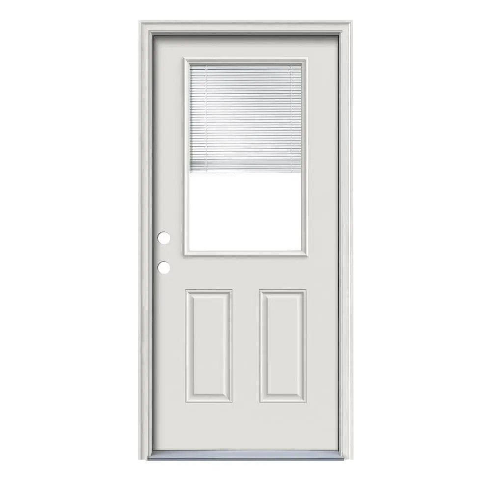 Therma-Tru Benchmark Doors 32-in x 80-in Steel Half Lite Right-Hand Inswing Ready-to-Paint Unfinished Prehung Single Front Door with Brickmould, photo 2 of 2