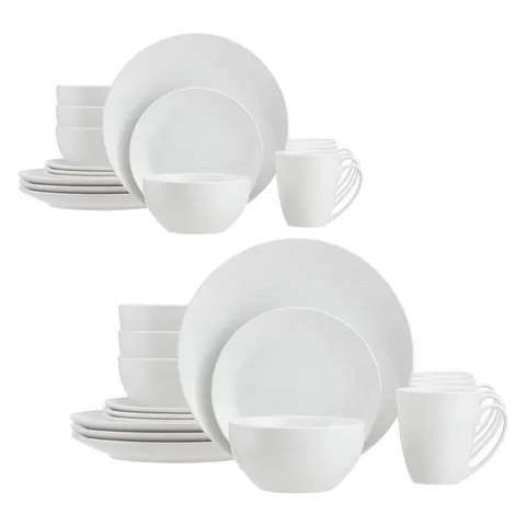StyleWell 32-Piece White Ceramic Coupe Dinnerware Set (Service for 8)