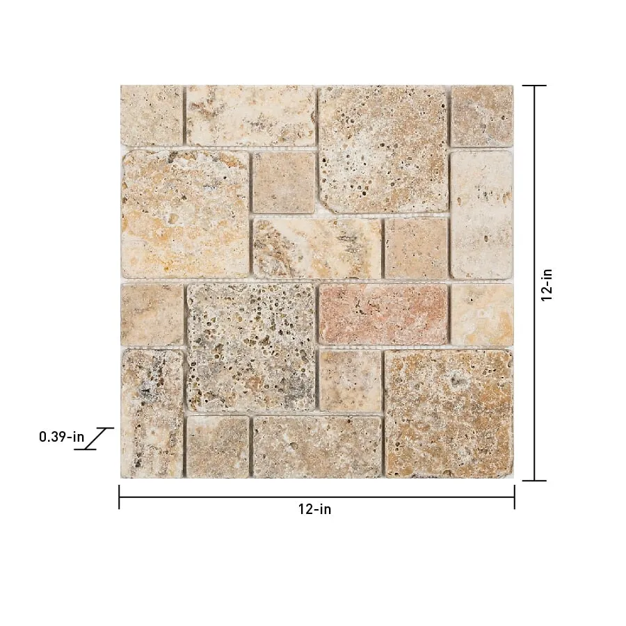Satori Scabos 12-in x 12-in Tumbled Natural Stone Brick Look Mosaic Floor and Wall Tile (1-sq. ft/ Piece), photo 5 of 8
