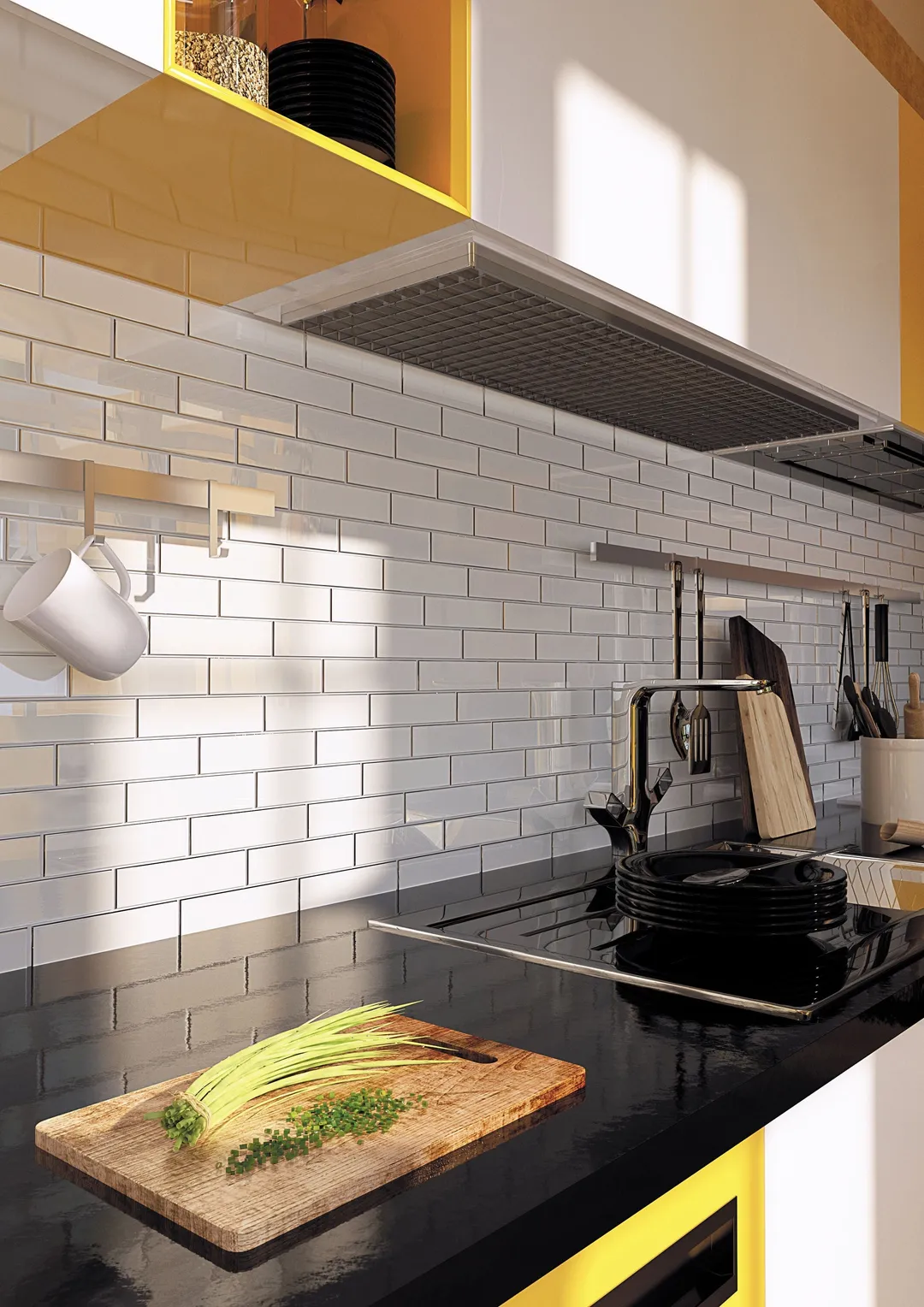 Apollo Tile (Sample) White 2-in x 8-in Glossy Glass Brick Subway Floor and Wall Tile, photo 3 of 11