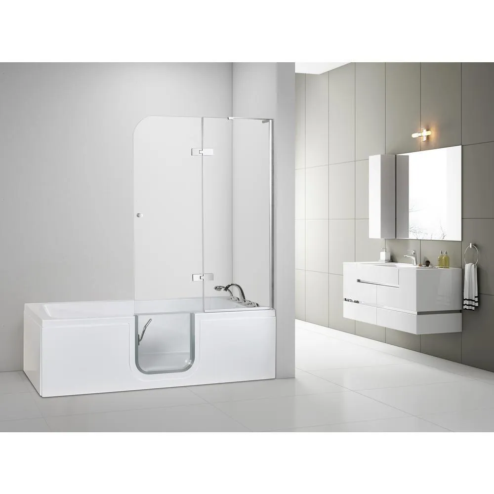 Ella Laydown 72 in. Walk-In Air Bathtub, White, Right-Hand-Seat Hinged Middle Glass Door with Screen, 5-Piece Fast-Fill Faucet, Right-Hand Drain, photo 13 of 18
