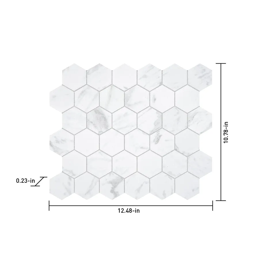 Satori Regent Carrara 12-in x 12-in Matte Porcelain Hexagon Marble-Look Floor and Wall Mosaic Tile (0.93-sq ft per Piece), photo 4 of 9