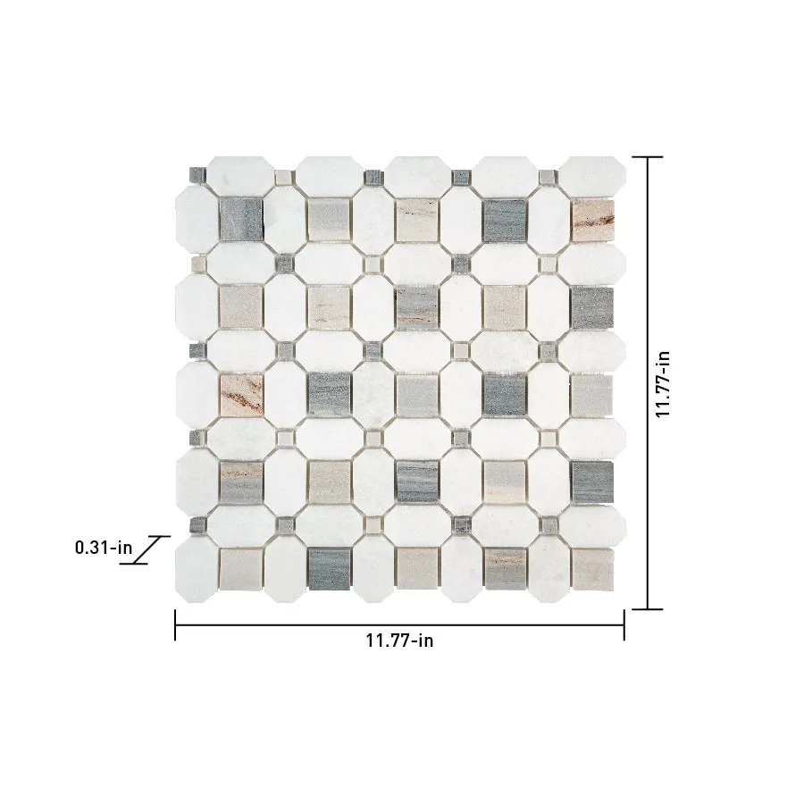 Satori Palissandro Thassos 12-in x 12-in Polished Natural Stone Look Mosaic Floor and Wall Tile (0.95-sq. ft/ Piece), photo 5 of 7