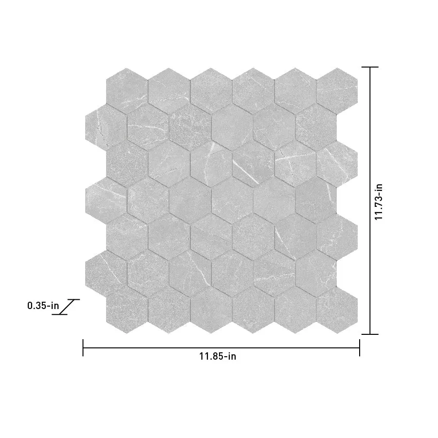 Satori Palisade Grigio Polished Hexagon 12-in x 12-in Polished Porcelain Marble-Look Mosaic Tile, 9.7-sq ft Carton, photo 6 of 7