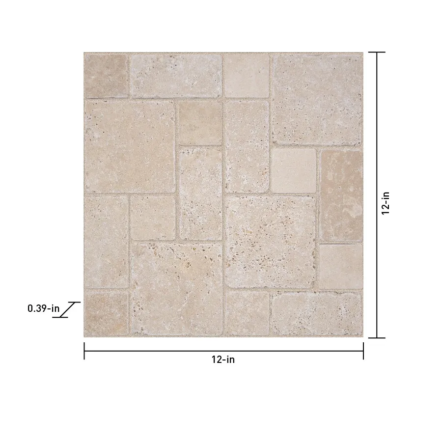 Satori Ivory Versailles 12-in x 12-in Honed Natural Stone Travertine Versailles Tile (1.001-sq ft per Piece), photo 5 of 7