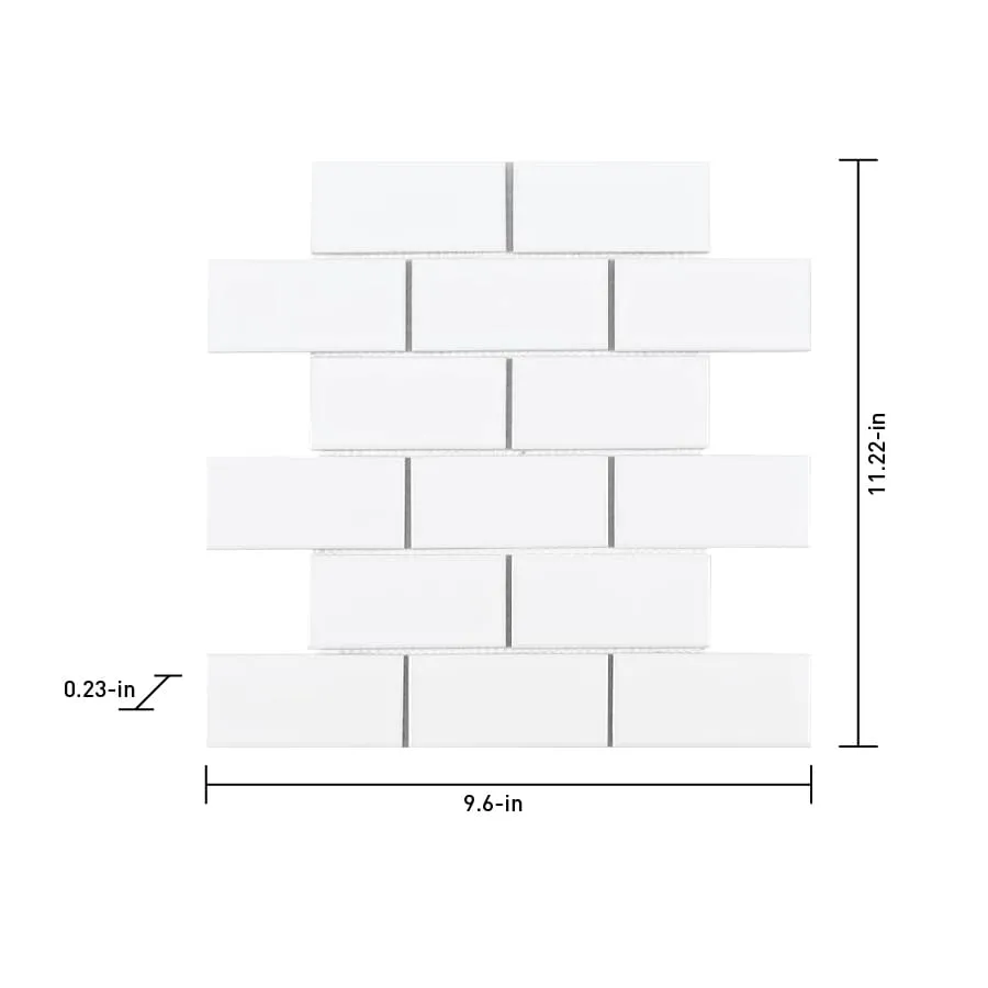 Satori Hudson Brilliant White 12-in x 12-in Glossy Porcelain Subway Mosaic Wall Tile (0.74-sq. ft/ Piece), photo 8 of 10